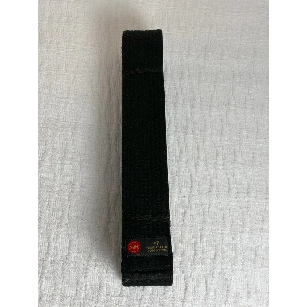 Sun Martial Arts #7 Belt Double Wrap, Black, 2 In